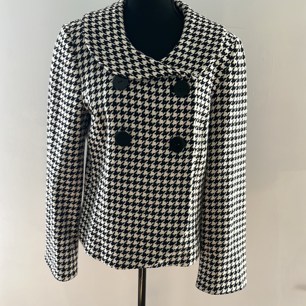 Pendleton Wool Black & White Houndstooth Jacket - Pea Coat